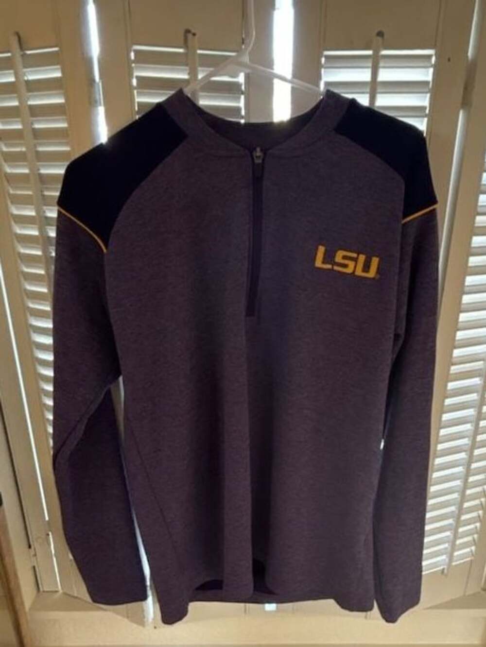 Champion Authentic Athleticwear LSU Tigers Purple Heathered Quarter-Zip Pullover